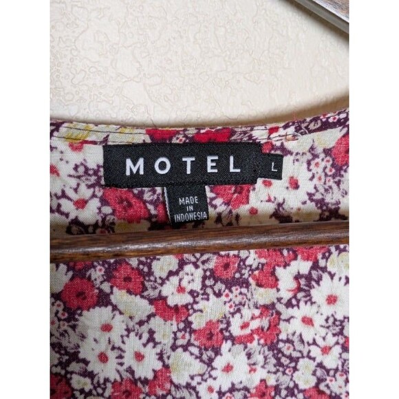 Motel Red Floral Babydoll Mini Dress Size Large Cottagecore Coquette 90s Y2k - Picture 3 of 9